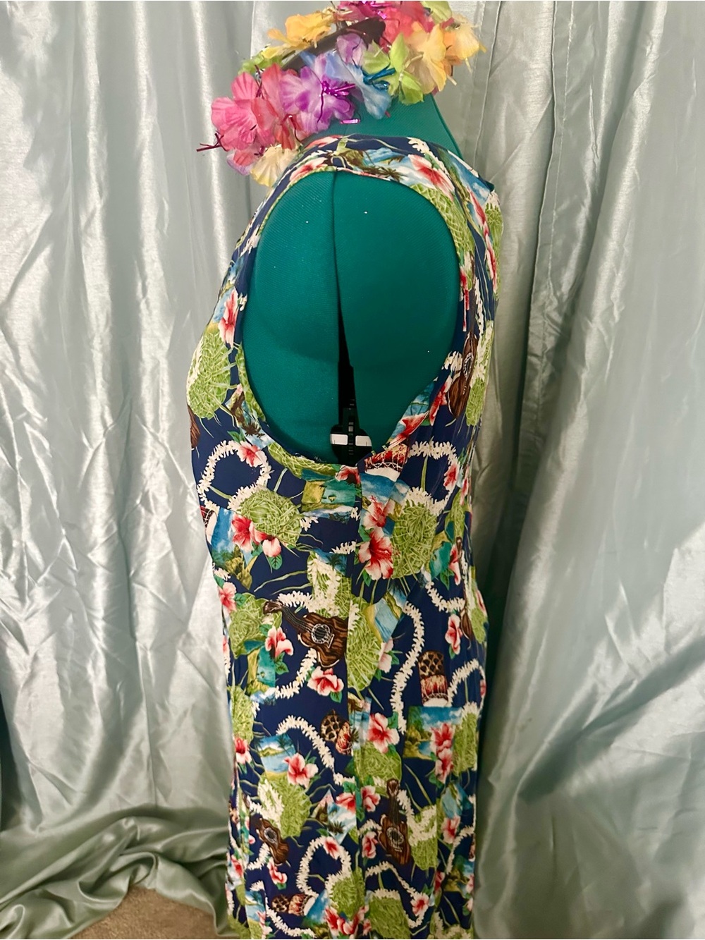 Hilo Hattie Navy Floral Hawaiian Midi Dress - Picture 3 of 7